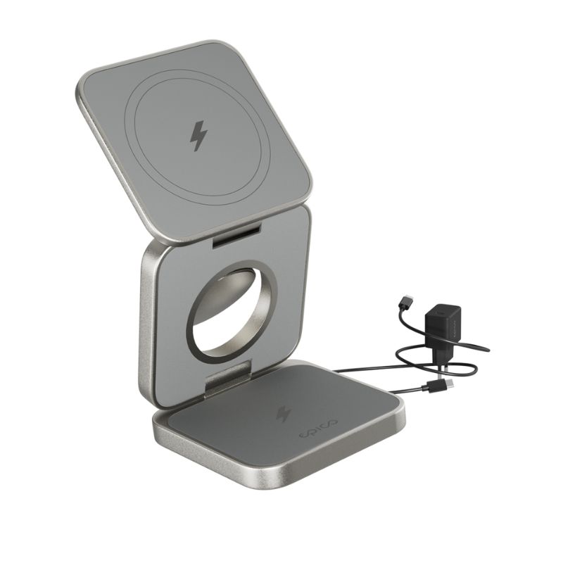 Epico UltraBase EF45 3in1 Fold Alu Mag+ Wireless Charging Stand - titanium